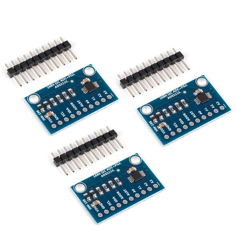 Qoroos 3 PCS ADS1115 16 Bit 16 Byte 4 Channel I2C IIC Analog-to-Digital ADC Converter with Programmable Gain Amplifier High Precision ADC Converter Development Board for Arduino Raspberry Pi - Image 1